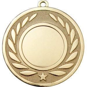 PACK OF 100 BULK BUY 50MM GOLD MEDALS, RIBBON AND CUSTOM LOGO **AMAZING VALUE**